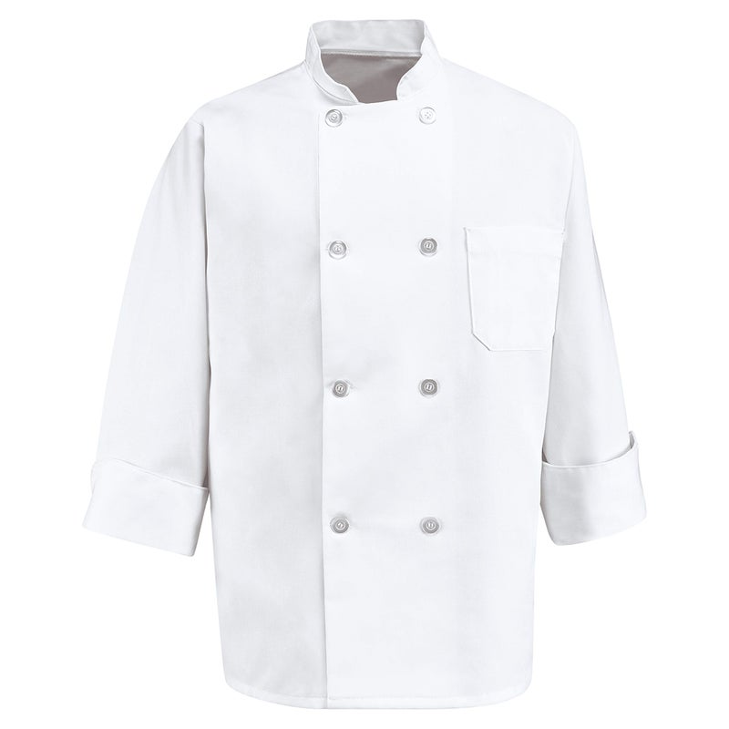 Chef Designs mens Eight Pearl Button Coat chefs jackets, White, Large US - Image 2